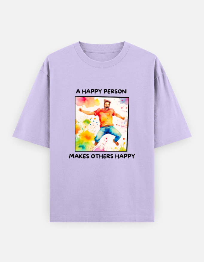 T-shirt featuring a happy man jumping in joy.