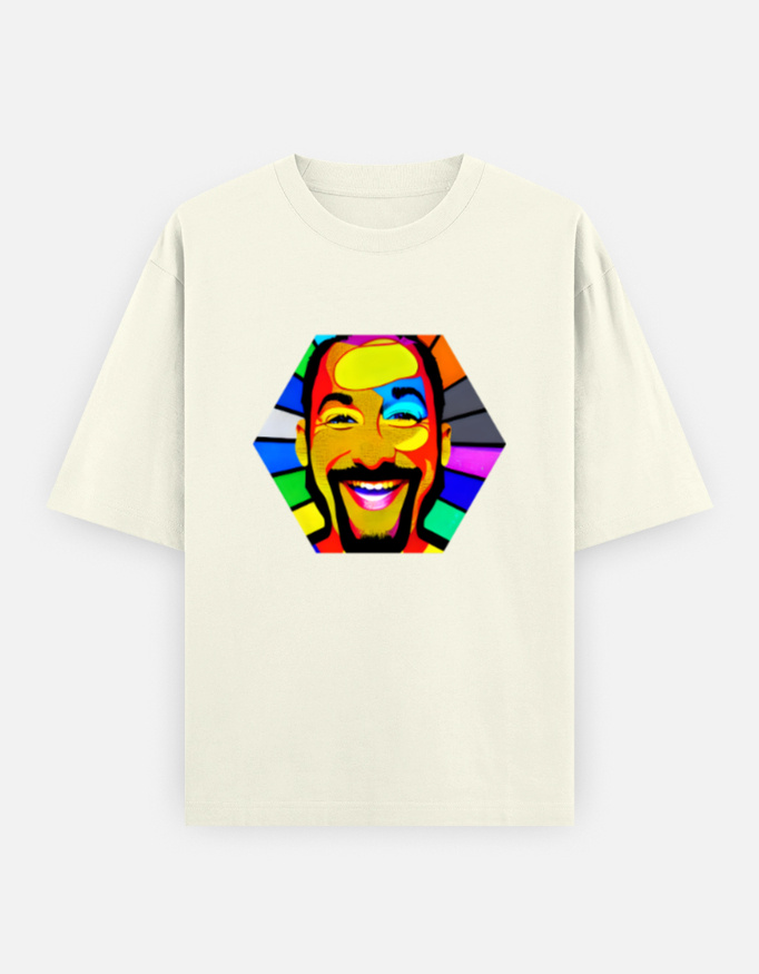 T-Shirt with the face of a smiling man.