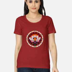 Lotus Flower T-Shirt for Women | Madhubani Art