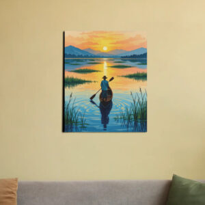 Row Boat Canvas Art | Boat Art Drawing