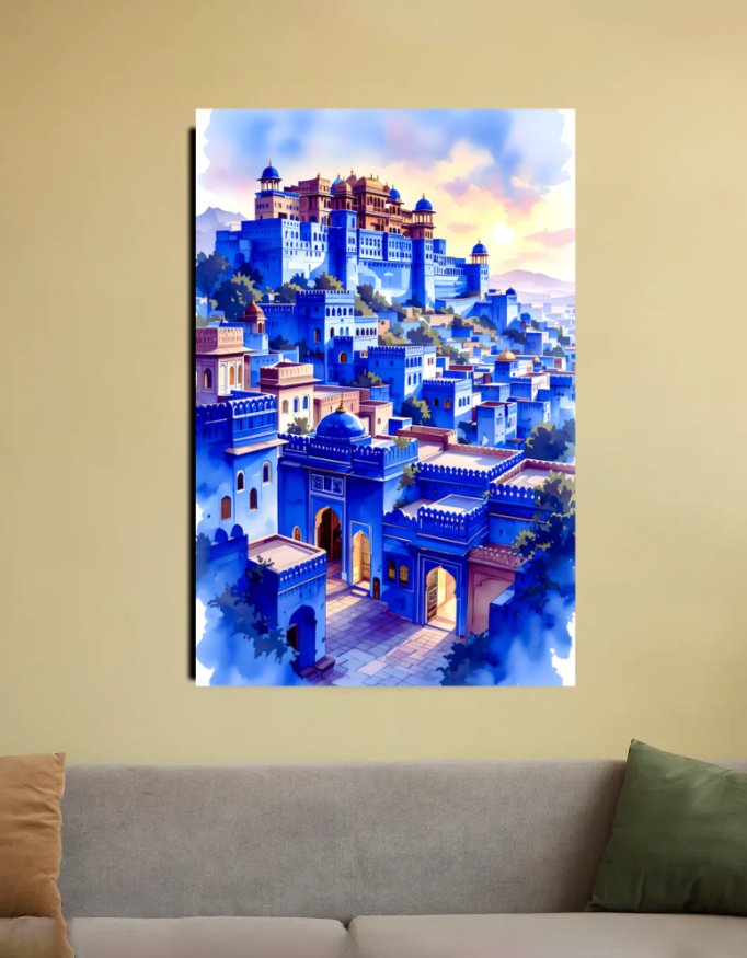 canvas art of Jodhpur city in Rajasthan.
