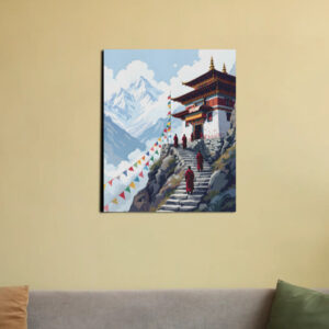 Impressive Buddhist Canvas Art | Monastary in the Himalayas