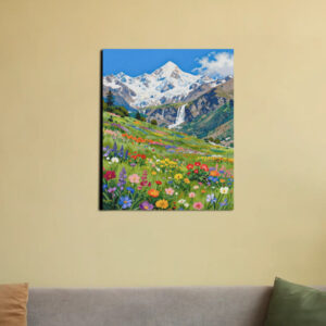 Beautiful Uttarakhand landscape with mountains, flowers and valleys.