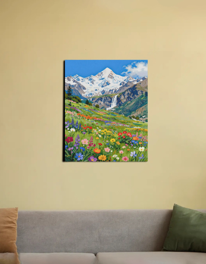 Beautiful Uttarakhand landscape with mountains, flowers and valleys.